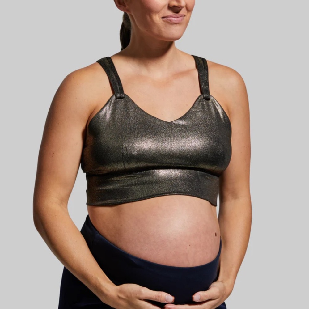 Born Primitive Milk and Muscles Nursing Sports Bra Gold Digger XL Shimmer NWT
